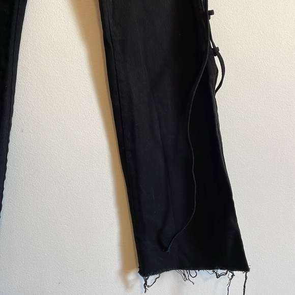 Stuck on Stupid Lace Up Pants Small Black Crop Flare Goth Emo Frayed Cut Out - Picture 5 of 11